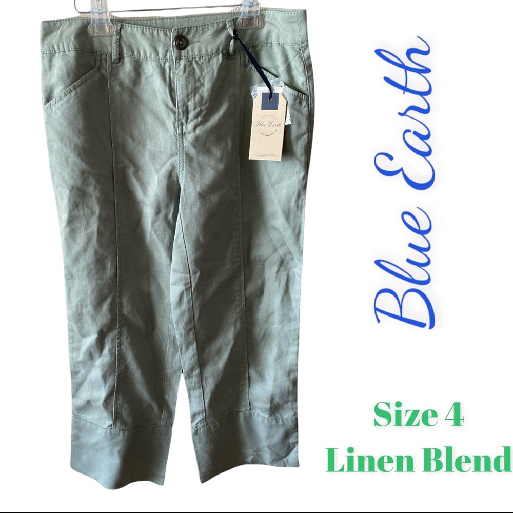 Blue Earth Collection Linen Blend Capri NWT Size 4